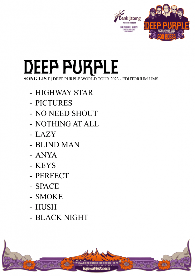 Songlist Deep Purple Dp World Tour 2023 1